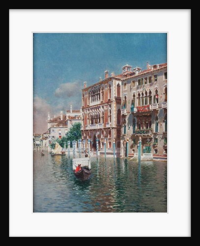 A Gondola in Front of the Palazzo Cavalli-Franchetti and Palazzi Barboro, Venice by Rubens Santoro
