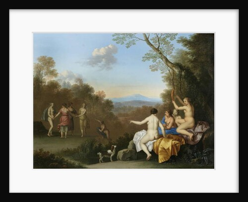 Nymphs Dancing and Making Music by a Pool on a Wooded Hilltop with the Apulian Shepherd by Daniel Vertangen