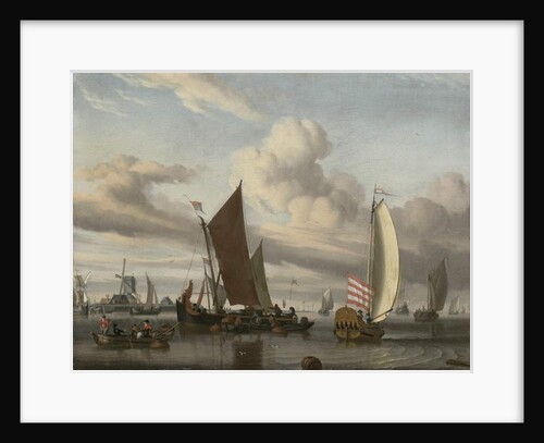 Shipping in a Calm Sea off a Jetty by Jan Claes Rietschoof
