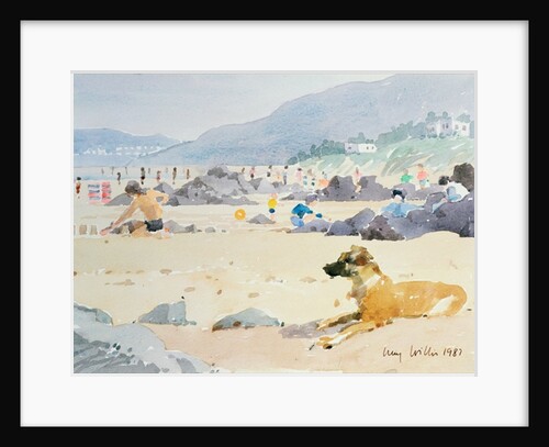 Dog on the Beach, Woolacombe, 1987 by Lucy Willis