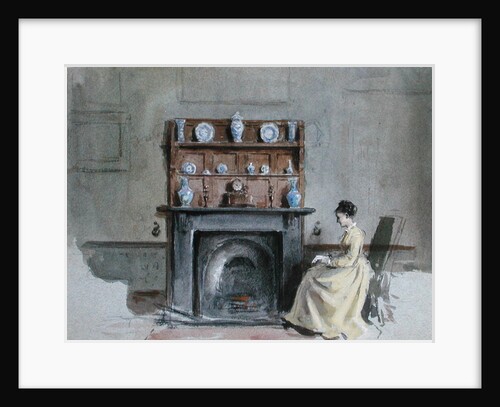 Lady Seated by Fireplace by George Goodwin Kilburne