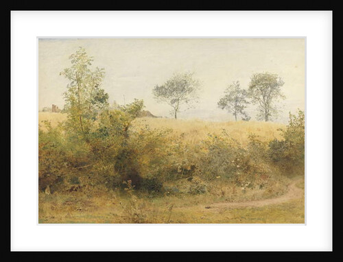 The Bat Begins with Giddy Wing - Barley Field Over the Hedge, 1885 by John William North