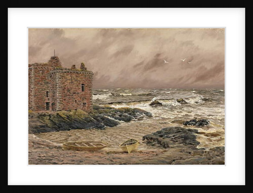 South-East Gale at Portencross Castle, 1886 by John Brett