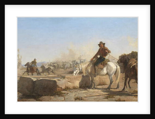 A Buttero Watering his Horse in the Roman Campagna, 1853 by George Heming Mason