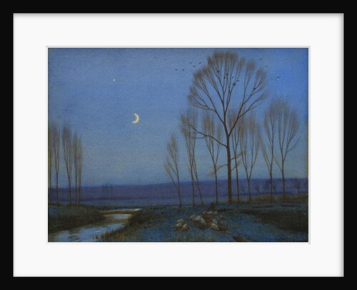 Shepherd and Sheep at Moonlight by Owen Baxter Morgan
