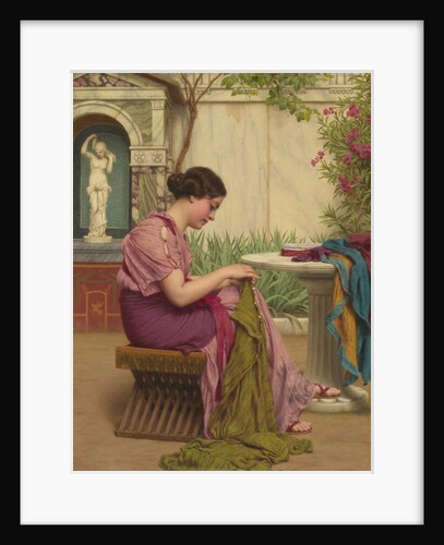 A Stitch is Free, or A Stitch in Time, 1917 by John William Godward