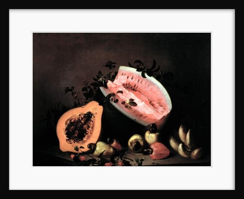 Still life of Papaya, Watermelon and Cashew by Agostino Jose da Mota