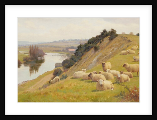 A Riverside Pasture with Sheep by William Sidney Cooper