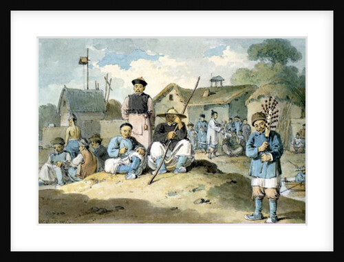 A group of Chinese on the bank of a river, watching the Earl Macartney's Embassy pass, 1793 by William Alexander