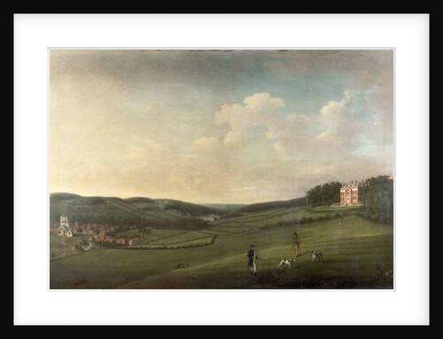 Mansion on a Hill Overlooking a Village by English School
