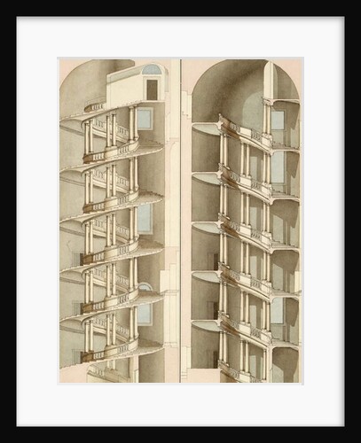 The Staircase of the Villa Farnese, Caprarola, 1800 by English School