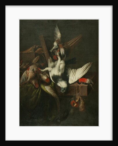 Still life with Dead Pigeon, Finches and Falcons' Hoods by William Gowe Ferguson