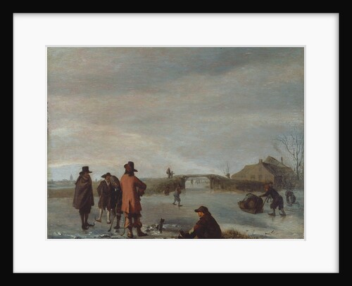 Winter scene with a group of golfers on a frozen river, c.1654-72 by Adriaen van de Velde