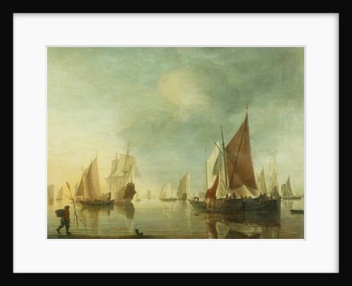 Shipping at anchor offshore in a calm sea; evening light, c.1650-60 by Hendrick Dubbels