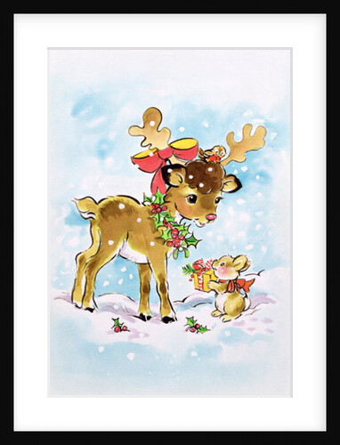Christmas Reindeer and Rabbit by Diane Matthes