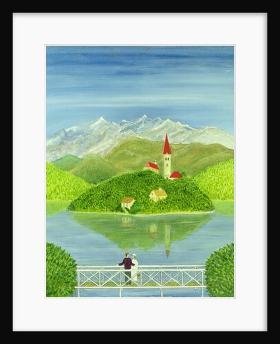 Lovers on the Bridge with Snow-capped Mountains by Mark Baring