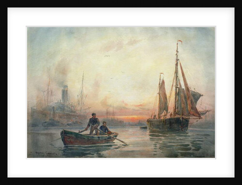 Sunset in the Pool of London, 1913 by Sydney P. Goodwin
