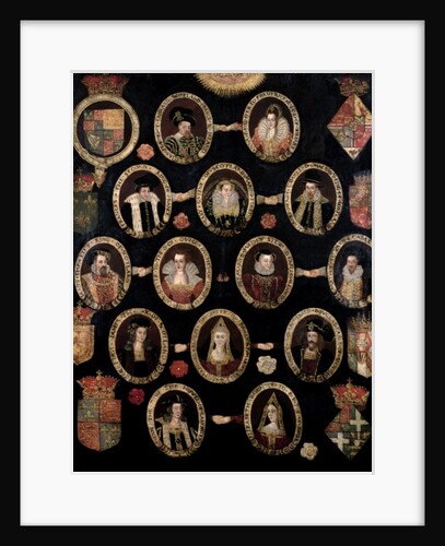 Genealogical chart tracing the Tudor roots of Mary Stuart, Queen of Scots and her son James VI of Scotland and I of England c.1603 by English School