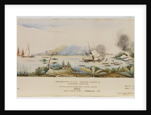 The Destruction of the Pirate Haunt of Carang Carang on the North East Part of the Island of Sulu by the Boats of H.M.S. Nassau in 1872 by English School