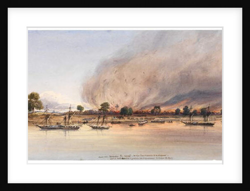 The destruction of the town of Cascas in Senegal, 1843 by Edouard Auguste Nousveaux