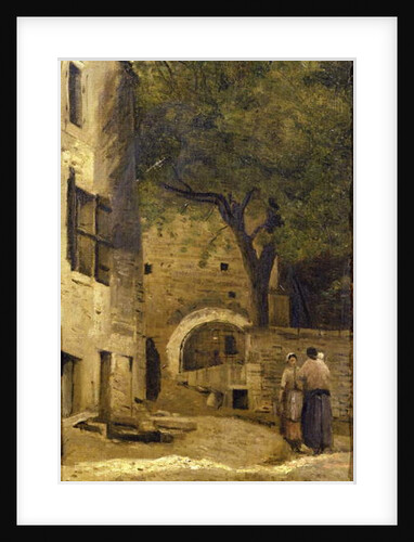 A village scene by Jean Baptiste Camille Corot