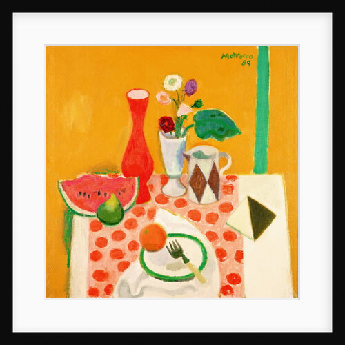 Watermelon, Fig and Tunisian Tile, 1989 by Alberto Morrocco