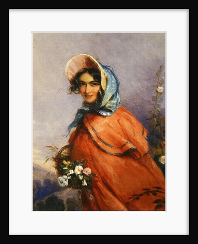 Portrait of a lady in open landscape by Francois Theodore Rochard