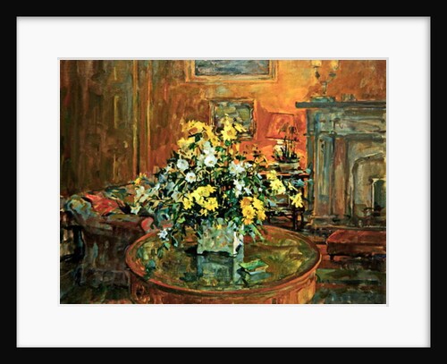 Drum Table with Yellow Flowers by Susan Ryder