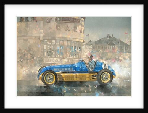 Blue and Yellow Maserati of Bira by Peter Miller