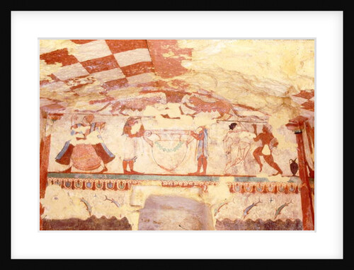 Wall depicting musicians, dancers and dolphins by Etruscan