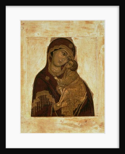 Virgin of the Don embracing the blessing Christ Child, Russian icon, 17th century by School Russian