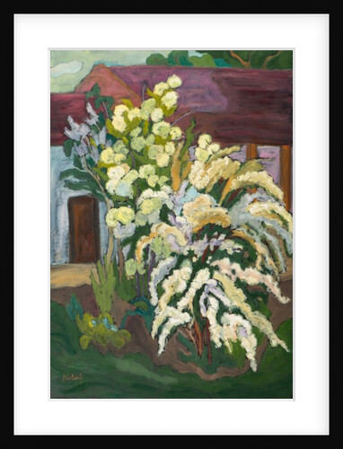 Shrubbery in Bloom oil on board by Marta Martonfi-Benke