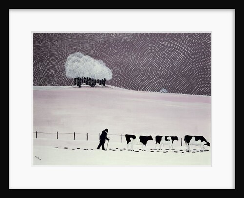 Cows in a snowstorm by Maggie Rowe