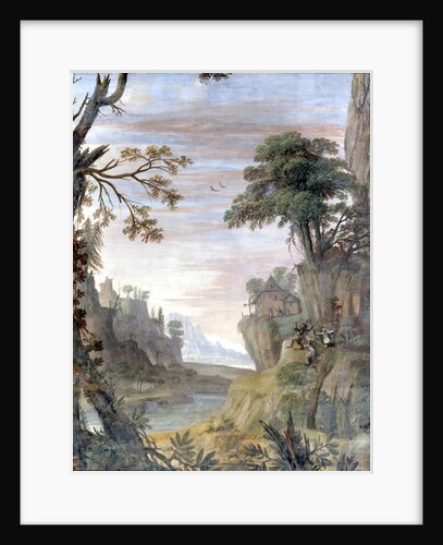 River and landscape, detail by Giovanni Ghisolfi