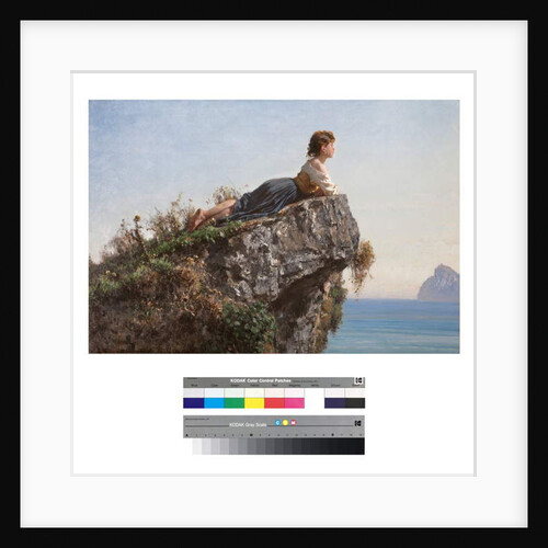 Young girl on a rock in Sorrento, 19th century by Filippo Palizzi
