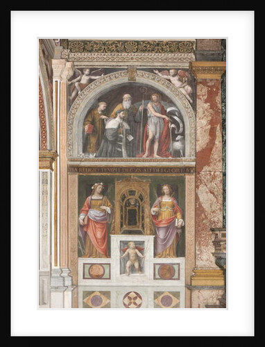 Alessandro Bentivoglio with saints and below Saint Rose and Saint Justina by Bernardino Luini