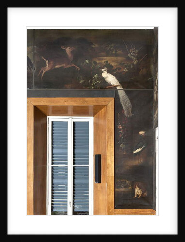 White peacock, roe deer and grey crowned crane, Myth of Orpheus by Italian School