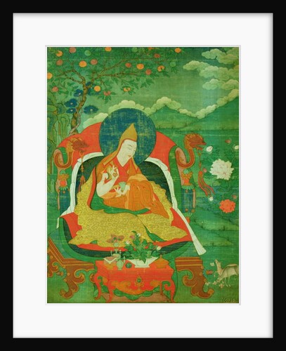 Thangka painting showing a Father of the Yellow Hat sect of Lamaism, Gelupga Lama, c.1700-1825 by School Tibetan