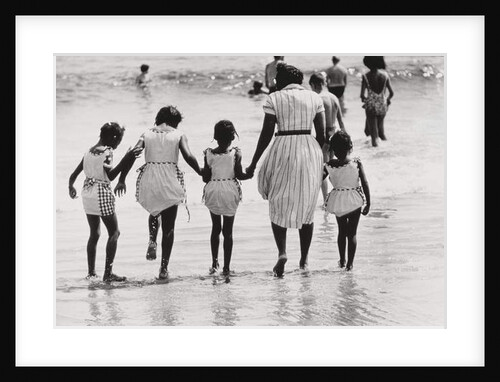 Mother and 4 Daughters Entering Water at Coney Island, Untitled 37, c.1953-64 by Nat Herz