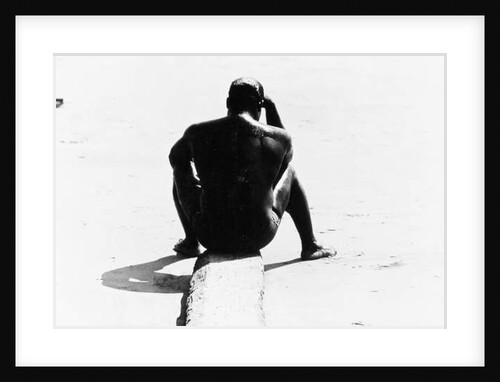 Shirtless Seated Man at Coney Island, Untitled 32, c.1953-64 by Nat Herz