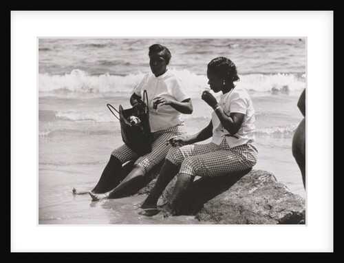 2 Women with Drinks Relaxing at the Ocean Edge, Untitled 13, c.1953-64 by Nat Herz