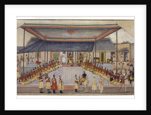 Colonel James Skinner holding a Regimental Durbar, 1827 by Ghulam Ali Khan