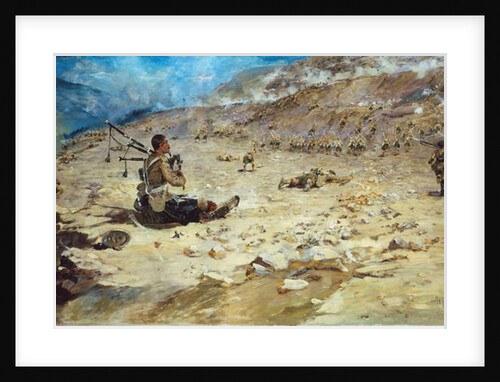 Piper George Findlater of the Gordon Highlanders earning the Victoria Cross at Dargai in 1897, 1898 by Edward Matthew Hale