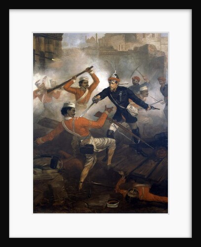 Lieutenant William Alexander Kerr earning the Victoria Cross during the Indian Mutiny, July 1857, c.1860 by Chevalier Louis-William Desanges