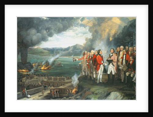General Eliott and his officers observing the destruction of the Floating batteries, Gibraltar, 14th September 1782, 1784 by George Carter