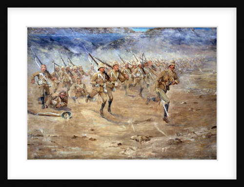 Return of the Fore and Aft, Gloucestershire Regiment advancing to the attack, India North West Frontier, 1897 by Edward Matthew Hale