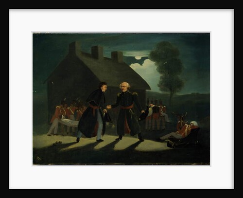 The meeting of Wellington and Blucher at La Belle Alliance after the Battle of Waterloo, c.1820 by H. Baynes