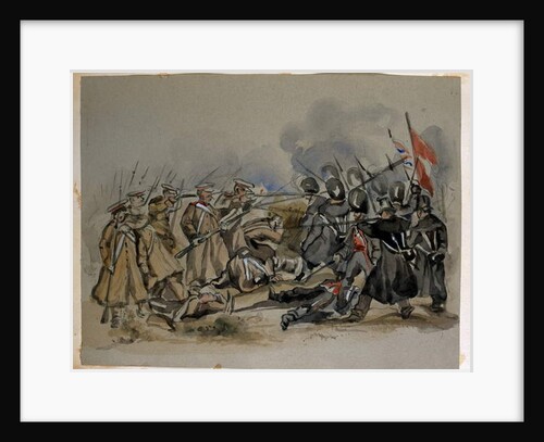 A conflict between Guards and Russian Troops during the Crimean War, from an album of paintings and sketches known as 'Cadogan's Crimea', c.1856 by George Cadogan