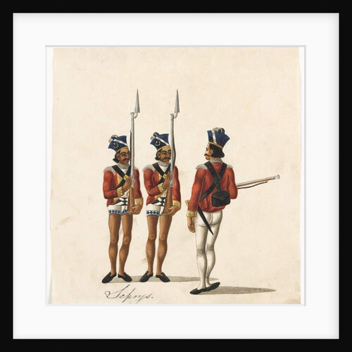 Sepoys and an Indian officer, Bengal Army, c.1815 by Indian School