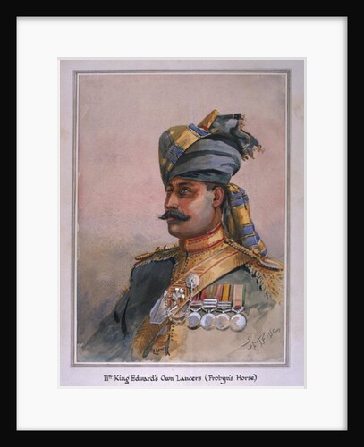 Head and Shoulders portrait of Risaldar, Durrani by Alfred Crowdy Lovett